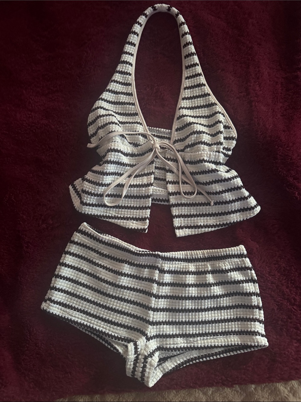 Striped Crochet Halter Set - Picture 1 of 3